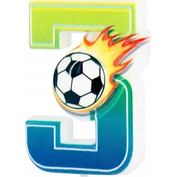 Dortová svíčka Fotbalový na dort svíčka Číslice 3 fotbalové narozeniny