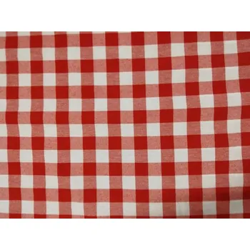 Bavlněná česká látka šíře 160cm - kostka červená a bílá 2cm (50cm)