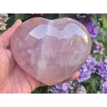 Přírodní kámen Leštěné srdce z kamene růženín 830g (Madagaskar)