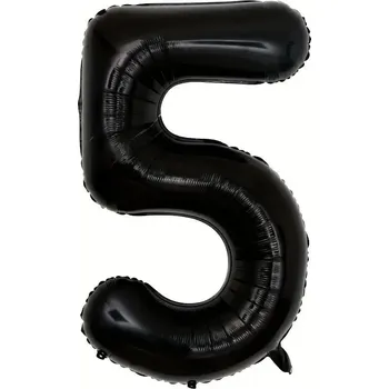 Balónek BALÓN ČÍSLICE ČÍSLO 5 ČERNÁ FÓLIOVÝ VE TVARU ČÍSLICE 100 CM NAROZENINY