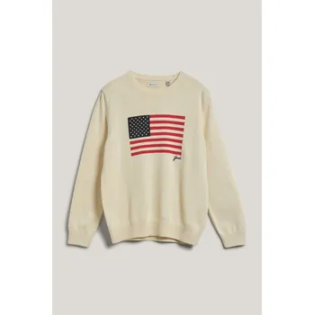 Dívčí svetr SVETR GANT FLAG KNIT C-NECK CREAM