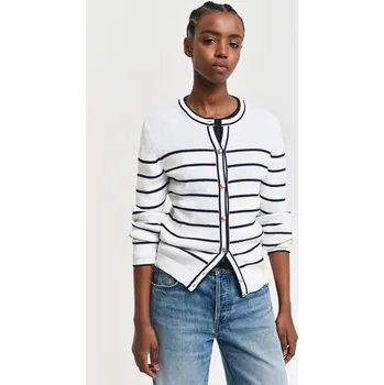 Dámský svetr KARDIGAN GANT RIBBED BRETON CARDIGAN CREAM