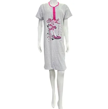 Dámská noční košile C-Lemon Dámská Noční košile krátký rukáv Tamara 402 Barva: Šedá, Velikost: XL