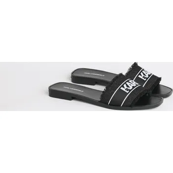 Dámské žabky PANTOFLE KARL LAGERFELD SKOOT II BORDER SLIDE BLACK CANVAS