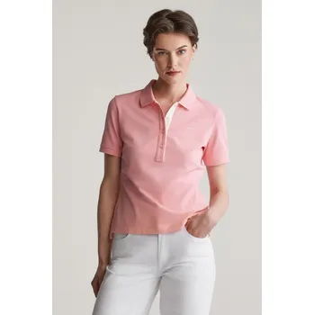 Dámská košile POLOKOŠILE GANT CONTRAST COLLAR SS PIQUE POLO GERANIUM PINK