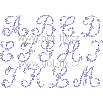 FM004 - monogramy - písmena abecedy A-M, nažehlovací hot-fix kamínková aplikace na textil, rozměry v popisu barva kamenů - písmena: kameny barva 101 Crystal /stříbrná, písmeno: písmeno L