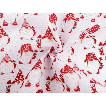 Vánoční dekorační metráž skřítek s glitry bílá 1 m