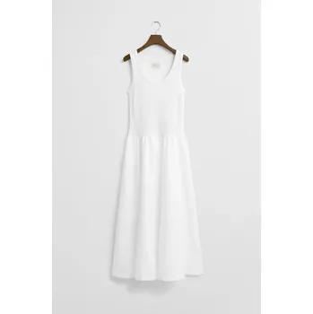 Dámské šaty ŠATY GANT MIDI JERSEY WOVEN COMBO DRESS WHITE