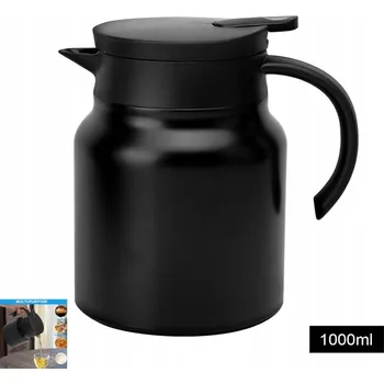 Termoska TERMOSKA 1L KONVICE OCELOVÁ NA ČAJ A KÁVU S FILTREM ČERNÁ