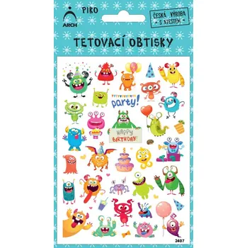 Odstranitelné tetování ARCH Dětské piko tetovací obtisky - párty monsters