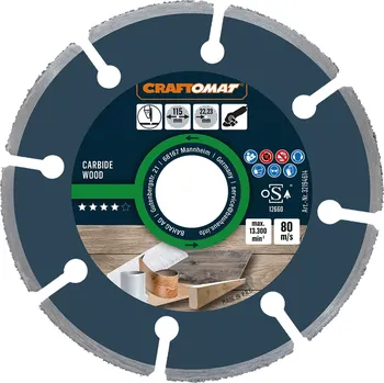 Řezný kotouč Craftomat Řezný kotouč Carbide Wood, ø 115 mm × 1,2 × 22,23 mm, 13300 ot./min. 6680018