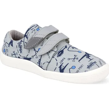 Dívčí tenisky Barefoot dětské plátěnky Beda - Šedá letadla Velikost: 29