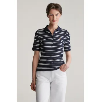 Dámská košile POLOKOŠILE GANT SLIM STRIPE SHIELD SS PIQUE POLO EVENING BLUE