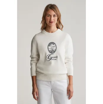 Dámský svetr SVETR GANT GRAPHIC COTTON C-NECK EGGSHELL
