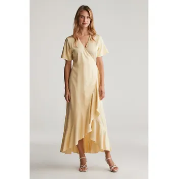 Dámské šaty ŠATY GANT WRAP SS FRILL DRESS DUSTY LIGHT YELLOW