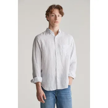 Pánská košile KOŠILE GANT REG LINEN STRIPE SHIRT WHITE