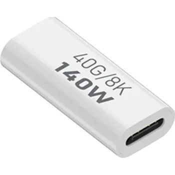 Datový kabel Přepojka / adaptér USB-C samice / USB-C samice - 40Gb / 140W - přímá - bílá