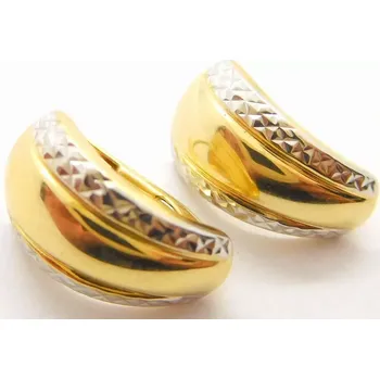 Náušnice Klenoty Budín Dámské gravírované náušnice z bílého a žlutého zlata 585/1,60gr HK2339 (Klenoty Budín Dámské gravírované náušnice z bílého a žlutého zlata 585/1,60gr HK2339)