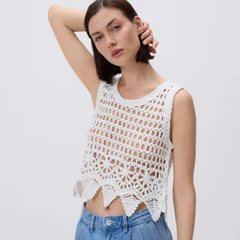 Dámské tričko Reserved - Háčkovaný top - bílá - 107HE-00X - 107HE-00X-S