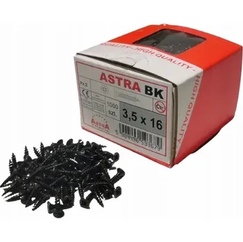 Vrták Šroub do dřeva a dřevotřísky ASTRA 3,5x16 pozink ČERNÝ 1000 kusů
