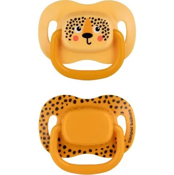 CANPOL BABIES Set symetrických silikonových dudlíků BabiesBoo 18m+ 2ks oranžový