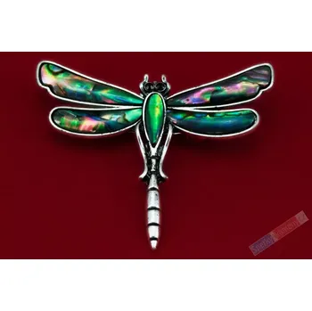 Brož Brož z perleti paua ve tvaru vážky, cca 61 x 50 mm (BP850V)