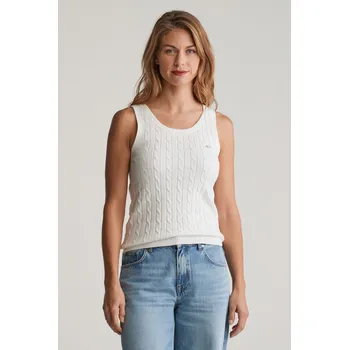 Dámský svetr SVETR GANT STRETCH COTTON CABLE TANK TOP EGGSHELL