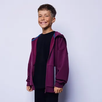 Chlapecká mikina Reserved - Oversize mikina s kapucí - hroznová - 909FJ-48X - 909FJ-48X-128