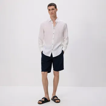 Pánské kalhoty Reserved - Kraťasy chino slim - tmavomodrá - 9323N-59X - 9323N-59X-S