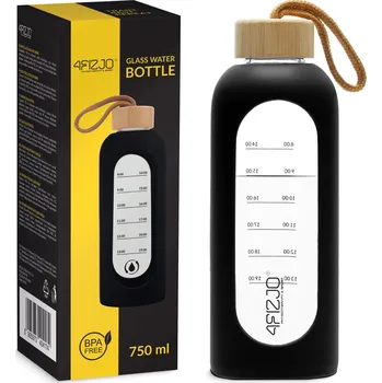 4FIZJO Skleněná láhev na vodu 750 ml černá