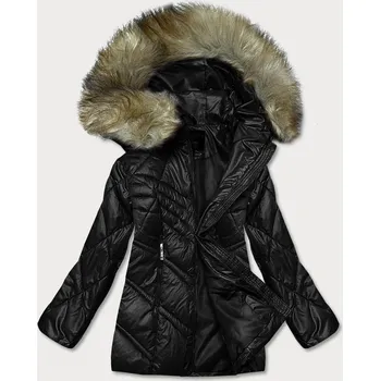 Černá dámská bunda pro přechodné období s kapucí (H-97-1) odstíny černé 48