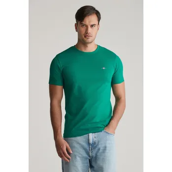 Pánské oblečení TRIČKO GANT SLIM PIQUE SS T-SHIRT DEEP GREEN