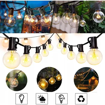 Venkovní osvětlení ZAHRADNÍ GIRLANDA SVĚTELNÝ ŘETĚZ LED 8M 25+3 KS ŽÁROVEK VENKOVNÍ G40