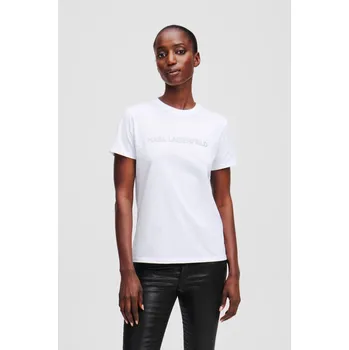 Dámské tričko TRIČKO KARL LAGERFELD COMMERCIAL LOGO T-SHIRT BLACK TEXTURED LTHR