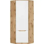 Black Red White NUIS rohová šatní skříň SZFN1D dub wotan/bílý lesk