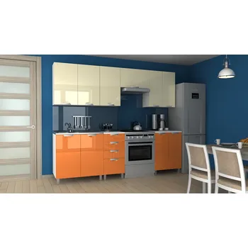 Kuchyňská linka Falco Kuchyňská linka Korry RLG 240/180 vanilka/oranžový lesk