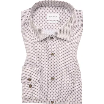 Košile Eterna Modern Fit Print jemný hnědý vzor velikost: 43, délka rukávu: dlouhý rukáv