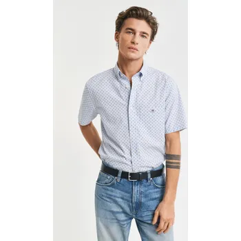 Pánské oblečení KOŠILE GANT REG MICRO PRINT SS SHIRT LIGHT BLUE