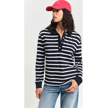 Dámská košile POLOKOŠILE GANT BRETON STRIPE LS PIQUE POLO EVENING BLUE