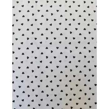 Bavlněná česká látka šíře 160cm - černé srdíčko na bílé (50cm)
