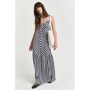 Dámské šaty ŠATY GANT MAXI CHEVRON STRIPED STRAP DRESS EVENING BLUE