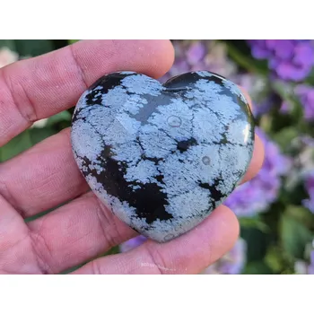 Přírodní kámen Obsidián vločkový srdce 57g (Čína)