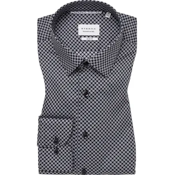 Pánská košile Košile Eterna Slim Fit Print šedá velikost: 41, délka rukávu: dlouhý rukáv