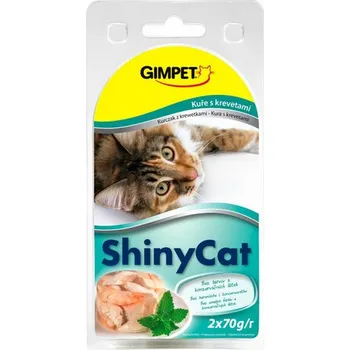 Krmivo pro kočku Gimpet ShinyCat kure & krevety 2×70 g Výhodné balení 8 kusů