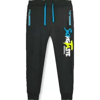 Dětské tepláky KUGO ST7729 tmavé/modré zipy vel.146