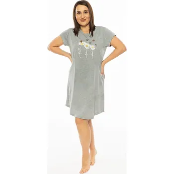 Dámské noční prádlo Dámská noční košile s krátkým rukávem Kopretiny - šedá - 4XL