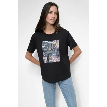 Dámské tričko TRIČKO DKNY DKNY AERIAL PHOTOREA BLACK