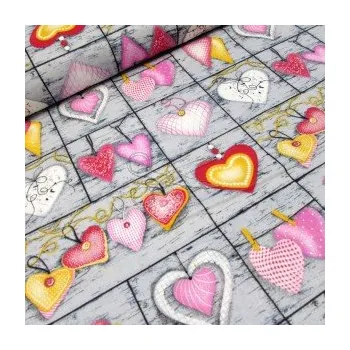 Bavlněná česká látka šíře 160cm - Srdce (50cm)