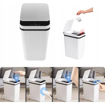 Odpadkový koš Odpadkový koš bezdotykový bílý 12 l s víkem a vyjímatelnou vložkou