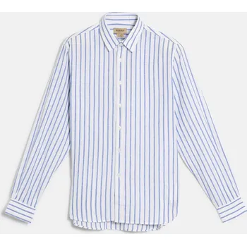 Pánská košile KOŠILE WOOLRICH COTTON LINEN SHIRT LARGE BLUE STRIPE